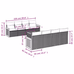 vidaXL Set Divano da Giardino 9 pz con Cuscini Grigio in Polyrattan - Vista aggiuntiva 3