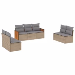 vidaXL Set Divani da Giardino 7 pz con Cuscini Beige in Polyrattan - Vista aggiuntiva 2