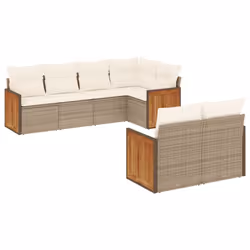 Set Divani da Giardino 7 pz con Cuscini Beige in Polyrattancod mxl 112168 - Vista aggiuntiva 2