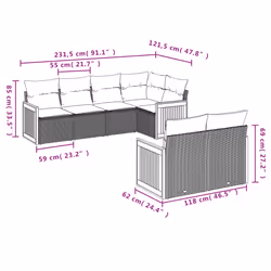 Set Divani da Giardino 7 pz con Cuscini Beige in Polyrattancod mxl 112168 - Vista aggiuntiva 3