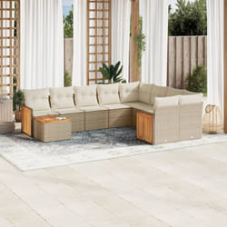 vidaXL Set Divano da Giardino 10 pz con Cuscini Beige in Polyrattan