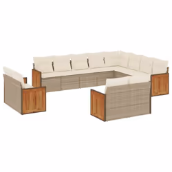 Set Divani da Giardino 12 pz con Cuscini Beige in Polyrattancod mxl 116180 - Vista aggiuntiva 2