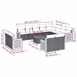 vidaXL Set Divano da Giardino 13 pz con Cuscini Beige in Polyrattan - Vista aggiuntiva 3