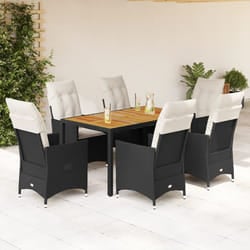 vidaXL Set da Pranzo da Giardino 7 pz Nero con Cuscini in Polyrattan