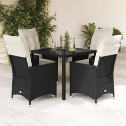 vidaXL Set da Pranzo da Giardino 5 pz Nero con Cuscini in Polyrattan