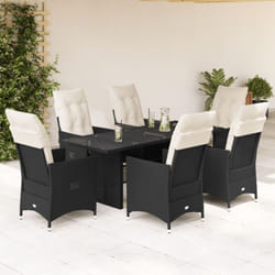 Vidaxl - Set da Pranzo da Giardino 7 pz Nero con Cuscini in Polyrattan