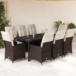 vidaXL Set da Pranzo da Giardino 9pz con Cuscini Marrone in Polyrattan