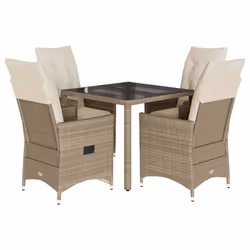 vidaXL Set da Pranzo da Giardino 5 pz con Cuscini Beige in Polyrattan - Vista aggiuntiva 2