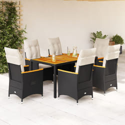 vidaXL Set da Pranzo da Giardino 7 pz Nero con Cuscini in Polyrattan
