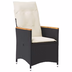 vidaXL Set da Pranzo da Giardino 7 pz Nero con Cuscini in Polyrattan - Vista aggiuntiva 3