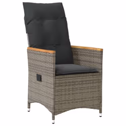 vidaXL Set da Pranzo da Giardino 5 pz con Cuscini in Polyrattan Grigio - Vista aggiuntiva 3