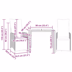 VidaXL 3277127 set mobili da esterno Crema, Bianco - Vista aggiuntiva 7