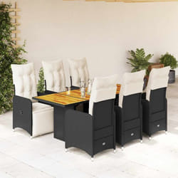 Vidaxl - Set da Bistrò da Giardino 7 pz con Cuscini Nero in Polyrattan