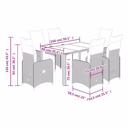 VidaXL Set Bistrò da Giardino 7 pz con Cuscini in Polyrattan Grigio - Vista aggiuntiva 7