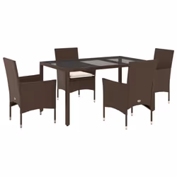 vidaXL Set da Pranzo da Giardino 5pz con Cuscini Polyrattan e Vetro - Vista aggiuntiva 2