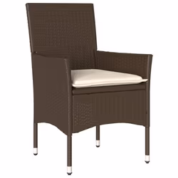 vidaXL Set da Pranzo da Giardino 5pz con Cuscini Polyrattan e Vetro - Vista aggiuntiva 3