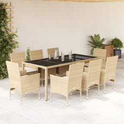 Vidaxl - Set da Pranzo da Giardino 9 pz con Cuscini Polyrattan e Vetro