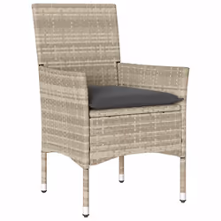 vidaXL Set Pranzo da Giardino 5pz con Cuscini Polyrattan e Vetro - Vista aggiuntiva 3