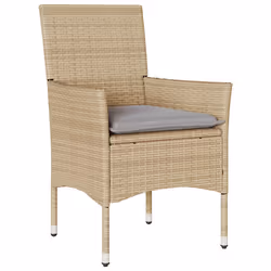 vidaXL Set da Pranzo da Giardino 5 pz con Cuscini Polyrattan e Vetro - Vista aggiuntiva 3