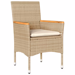 vidaXL Set Pranzo da Giardino 5 pz con Cuscini Beige Polyrattan Acacia - Vista aggiuntiva 3