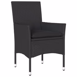 vidaXL Set Pranzo da Giardino 9 pz con Cuscini Nero Polyrattan Acacia - Vista aggiuntiva 3