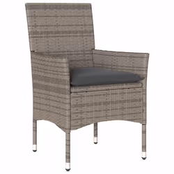 vidaXL Set Pranzo Giardino 5 pz con Cuscini Grigio Polyrattan Acacia - Vista aggiuntiva 3