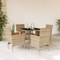 vidaXL Set da Pranzo da Giardino 5 pz con Cuscini Polyrattan e Vetro