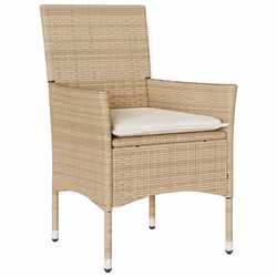 vidaXL Set Pranzo da Giardino 5 pz con Cuscini Beige Polyrattan Acacia - Vista aggiuntiva 3