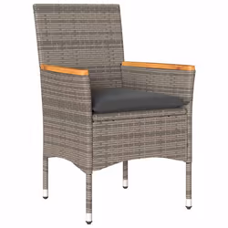 vidaXL Set Pranzo Giardino 5 pz con Cuscini Grigio Polyrattan Acacia - Vista aggiuntiva 3