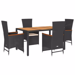 Set da Pranzo da Giardino 5 pz Nero con Cuscini in Polyrattancod mxl 90528 - Vista aggiuntiva 2