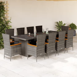 vidaXL Set da Pranzo da Giardino 11pz con Cuscini in Polyrattan Grigio