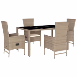 Set da Pranzo da Giardino 5 pz con Cuscini Beige in Polyrattancod mxl 89373 - Vista aggiuntiva 2