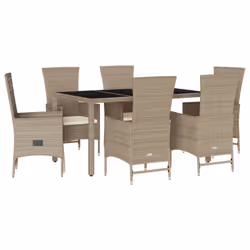 Set da Pranzo da Giardino 7 pz con Cuscini Beige in Polyrattancod mxl 113684 - Vista aggiuntiva 2