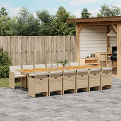 vidaXL Set da Pranzo da Giardino 13 pz con Cuscini Beige in Polyrattan
