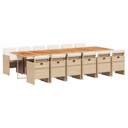 vidaXL Set da Pranzo da Giardino 13 pz con Cuscini Beige in Polyrattan - Vista aggiuntiva 2