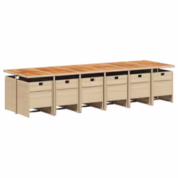 vidaXL Set da Pranzo da Giardino 13 pz con Cuscini Beige in Polyrattan - Vista aggiuntiva 3