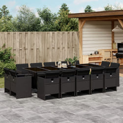 vidaXL Set da Pranzo da Giardino 15 pz con Cuscini Nero in Polyrattan