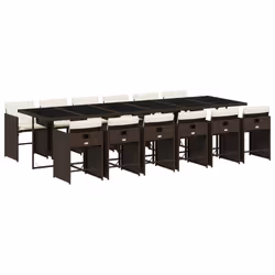 vidaXL Set da Pranzo da Giardino 13pz con Cuscini Marrone Polyrattan - Vista aggiuntiva 2