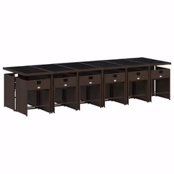 vidaXL Set da Pranzo da Giardino 13pz con Cuscini Marrone Polyrattan - Vista aggiuntiva 3