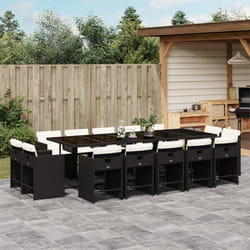 vidaXL Set da Pranzo da Giardino 15 pz con Cuscini Nero in Polyrattan