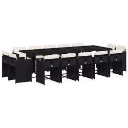 vidaXL Set da Pranzo da Giardino 15 pz con Cuscini Nero in Polyrattan - Vista aggiuntiva 2