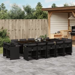 vidaXL Set da Pranzo da Giardino 15 pz con Cuscini Nero in Polyrattan