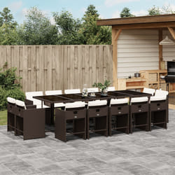 vidaXL Set da Pranzo da Giardino 15 pz con Cuscini Marrone Polyrattan