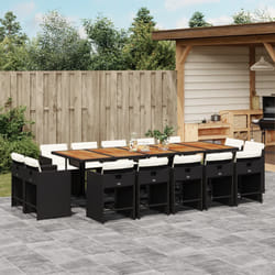 vidaXL Set da Pranzo da Giardino 15 pz con Cuscini Nero in Polyrattan