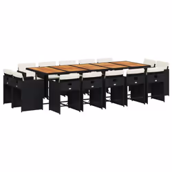 vidaXL Set da Pranzo da Giardino 15 pz con Cuscini Nero in Polyrattan - Vista aggiuntiva 2