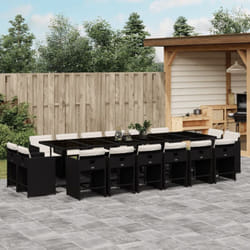 vidaXL Set da Pranzo da Giardino 17 pz con Cuscini Nero in Polyrattan
