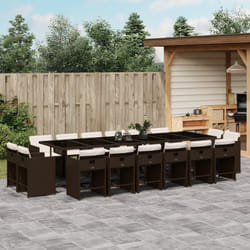 vidaXL Set da Pranzo da Giardino 17 pz con Cuscini Marrone Polyrattan