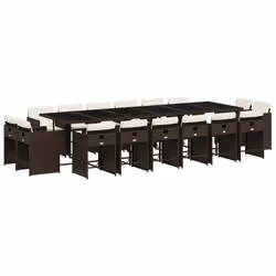 vidaXL Set da Pranzo da Giardino 17 pz con Cuscini Marrone Polyrattan - Vista aggiuntiva 2