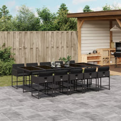 Set da Pranzo da Giardino 11 pz con Cuscini in Polyrattan Nero Vidaxl