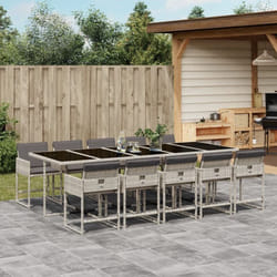 Set Pranzo Giardino 11pz con Cuscini Grigio Chiaro Polyrattan Vidaxl